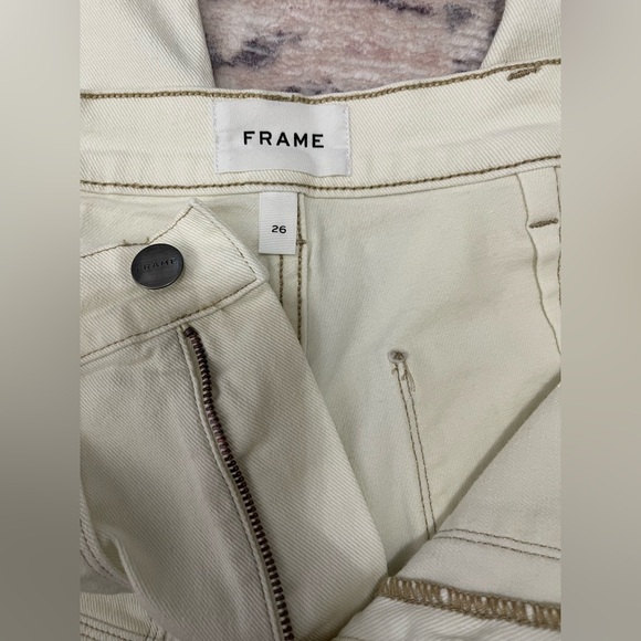FRAME Carpenter Color Crop Flare Jeans Off White Size 26 - Picture 7 of 14